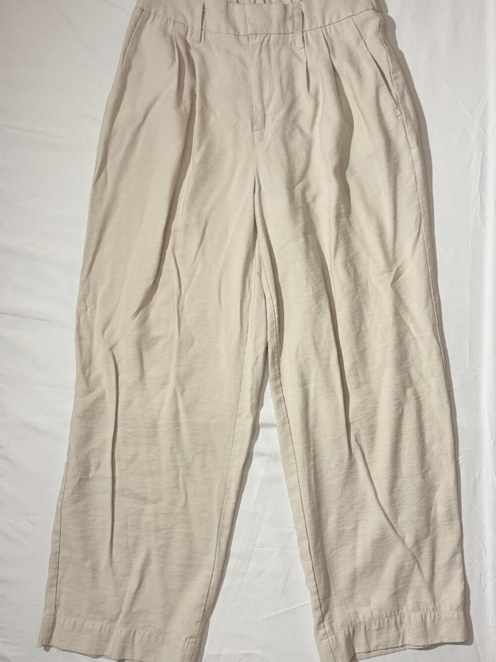 A New Day Pleated Wide Leg Trousers Cream Beige Women's Size 4